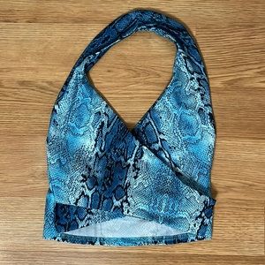 blue snake skin halter top